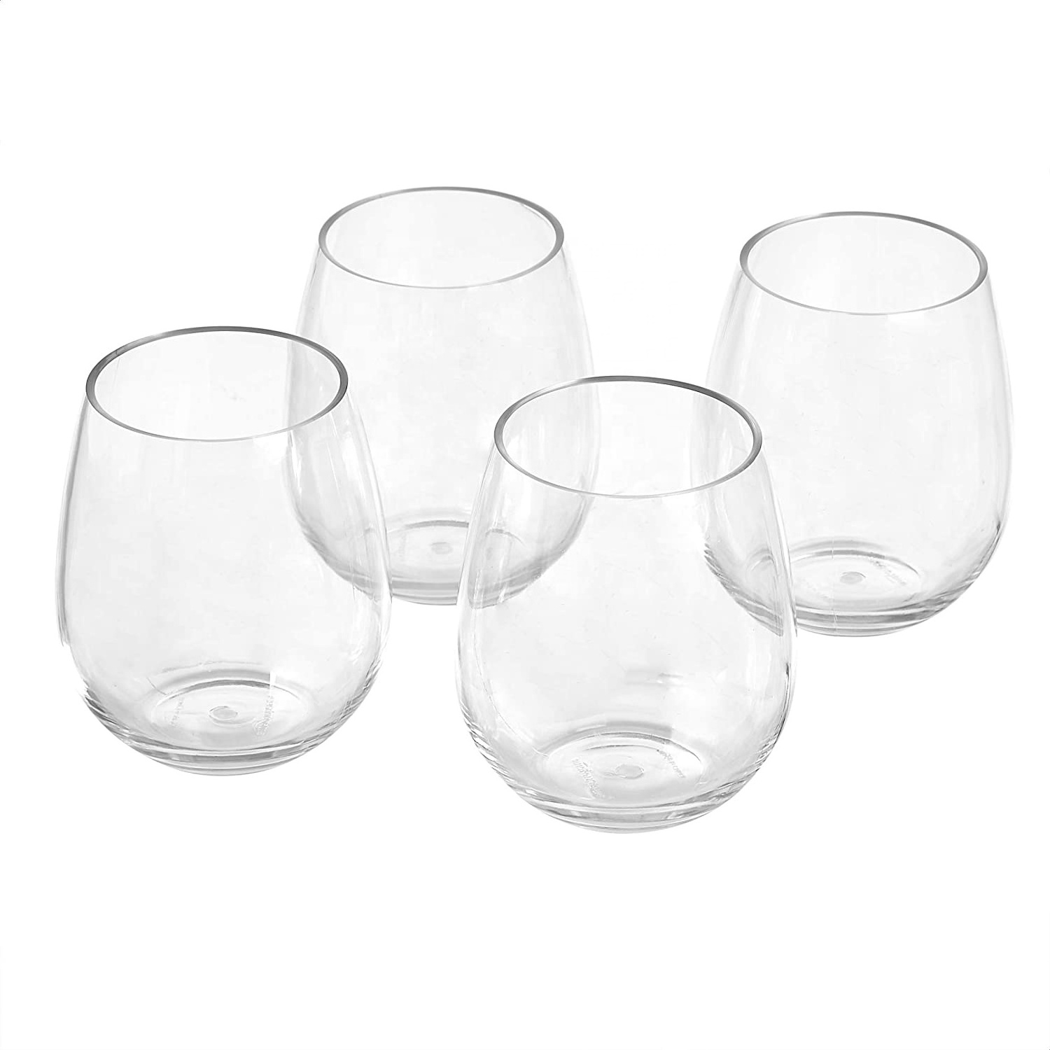 Unbreakable Tritan Stemless Wine Glasses and Reusable Water Tumblers, Shatterproof Plastic Wine Glass 14oz/400ml