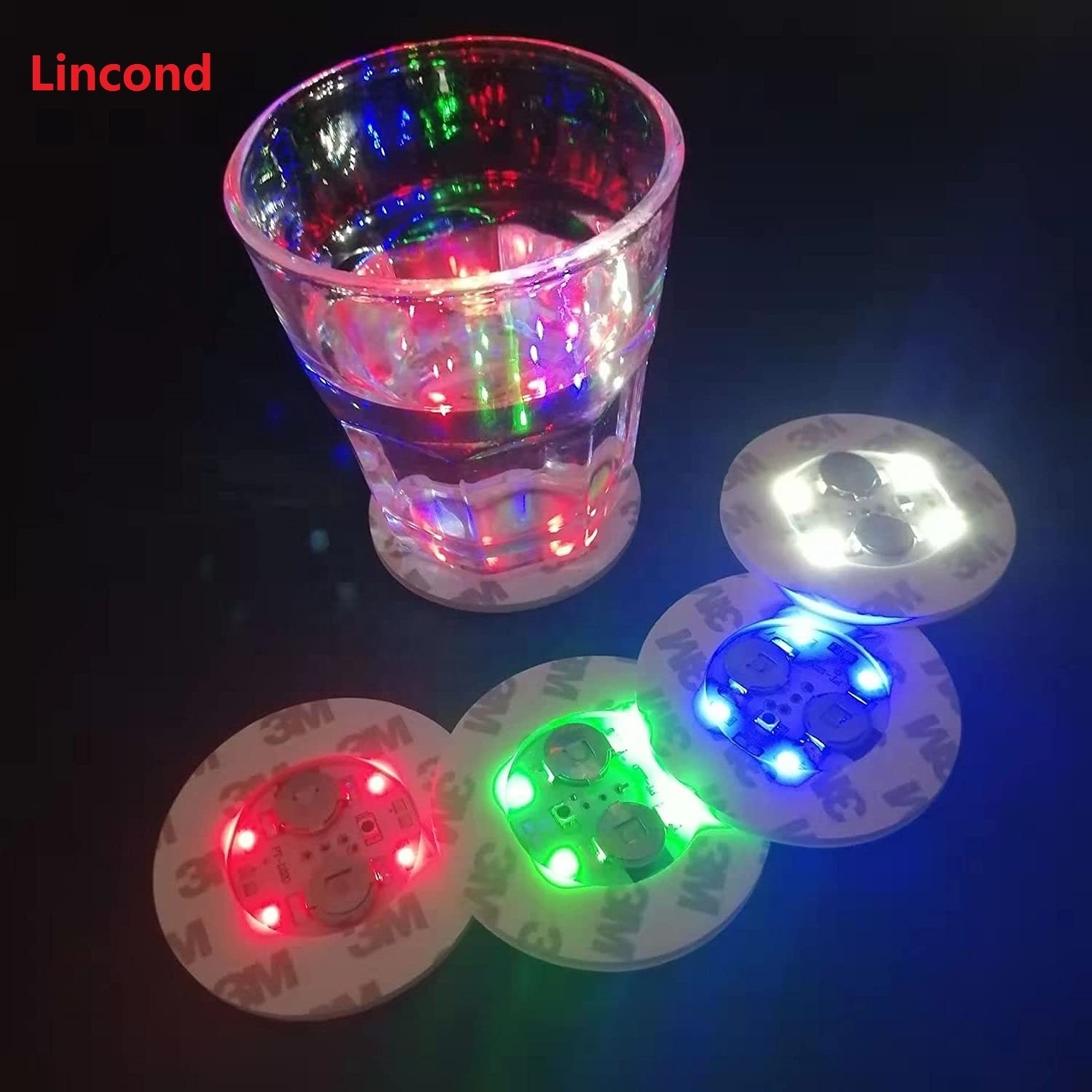 Thicken 5mm LED Coaster, LED Sticker Lights, LED Bottle Lights Cup Holder Lights for Wine Liquor Bottle