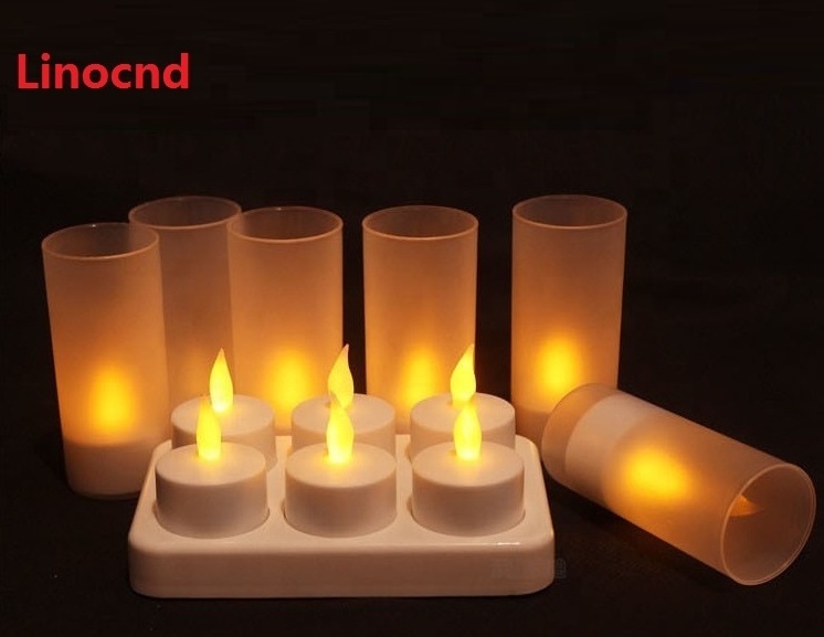 6pcs/set Usb Rechargeable Electric Led Tealight Candle Led Tealight Candle for Christmas Home Decoration