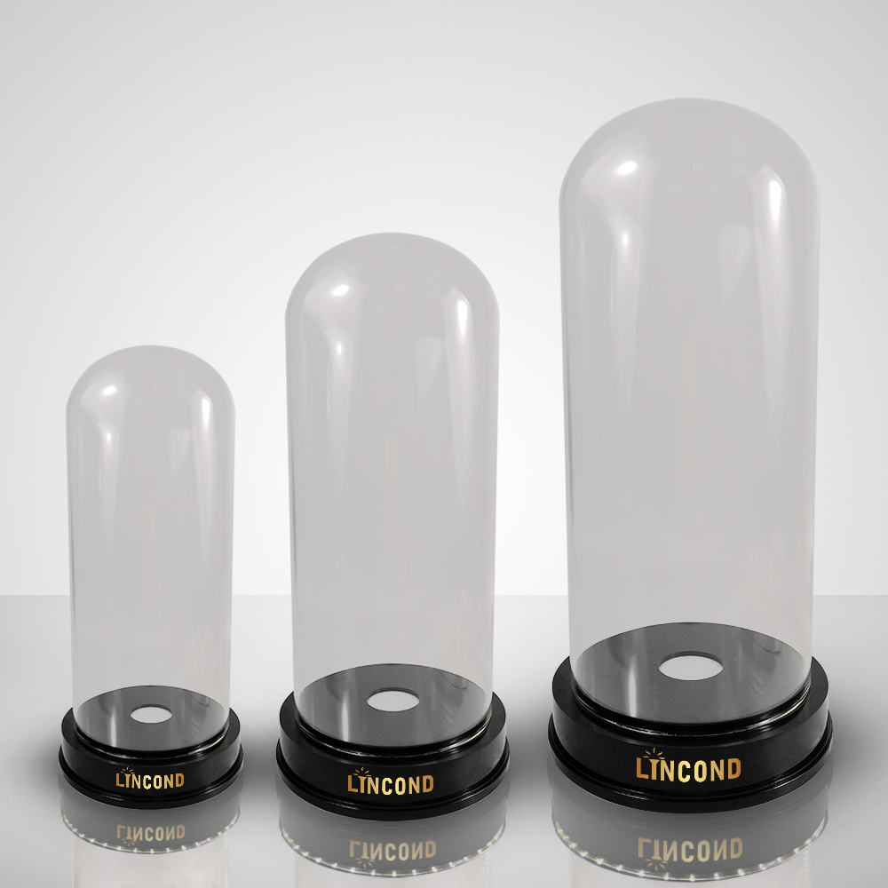 Glass dome cover custom Acrylic LED base stand LED glorifier bottle display