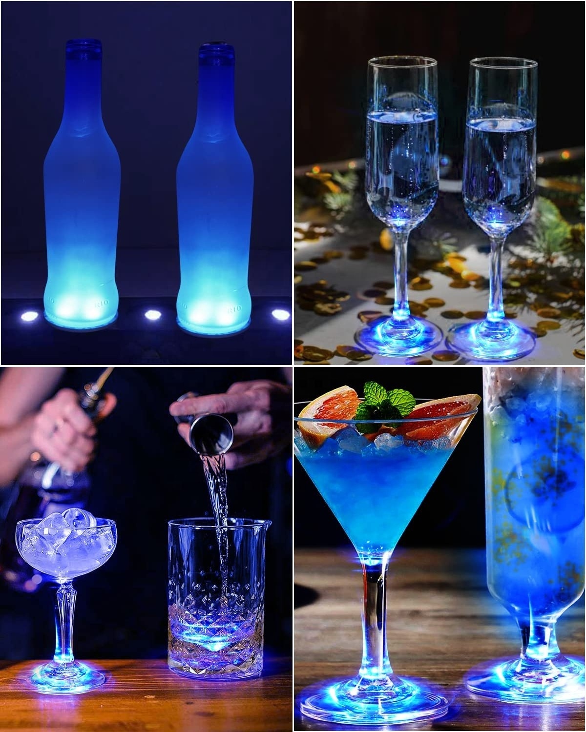 Thicken 5mm LED Coaster, LED Sticker Lights, LED Bottle Lights Cup Holder Lights for Wine Liquor Bottle