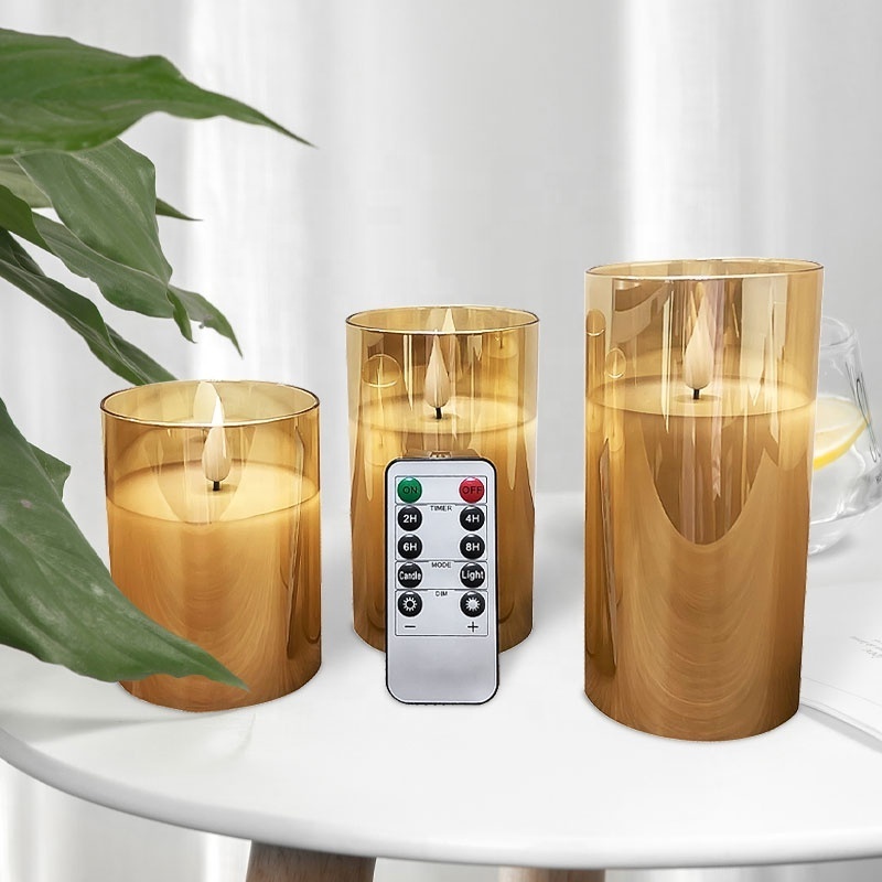 Flickering Flameless Candles, Unbreakable Battery Operated LED Pillar Radiance Candles with Remote Control and Timer