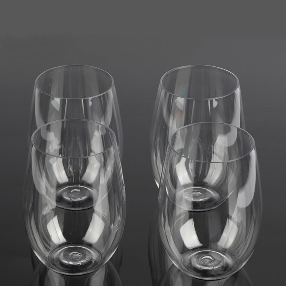 Tritan 12oz 16oz Plastic Glass Unbreakable Wine Glasses clear stemless wine glass Reusable Shatterproof Plastic Cups