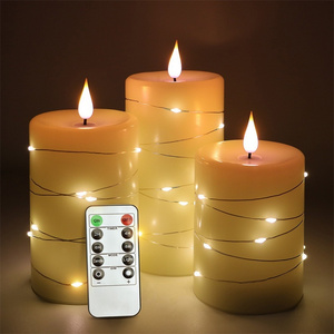 New Design 3 Piece Remote Control Color Changing Paraffin True Wax Flameless Led Battery Candle