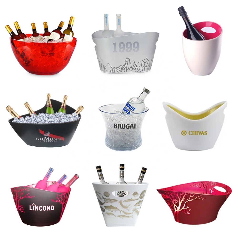 9 Liter OEM Acrylic ice bucket Night club Wine Beer LED Ice Bucket Cheap Price Buckets Clear for bar beer champagne bottle