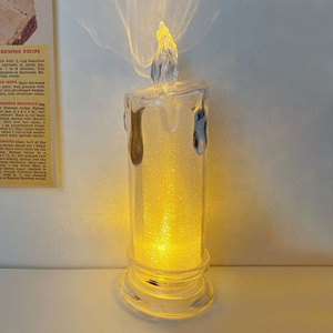 Clear Plastic Flameless Led Tea Light Candles Drip Tears Led Tea Light Candles With Batteries Flickering Votive Candles