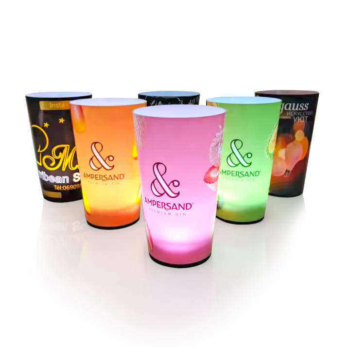 Hot Selling 14OZ 16OZ Led Plastic Cups Liquid Water Activated Light Up Cups Led Flashing Beer Cup For Nightclub Party