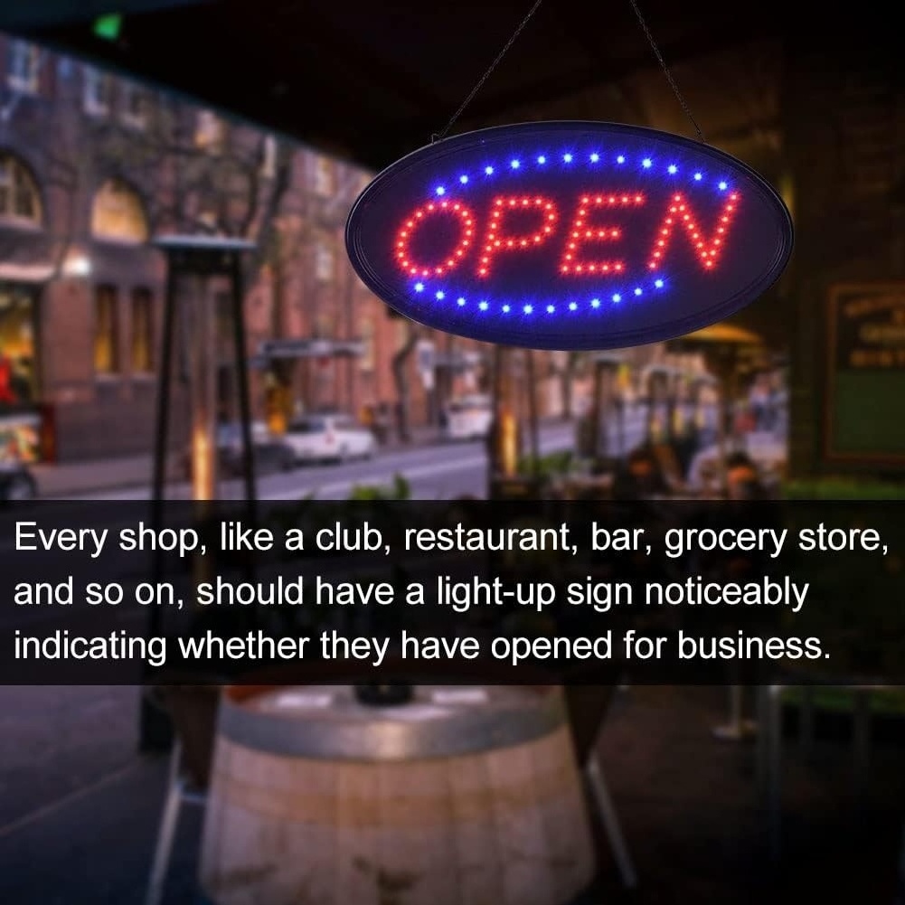 Custom Business Shop 3d Lighting Acrylic Illuminated Mini Open Neon Sign  Led Oval Open Sign