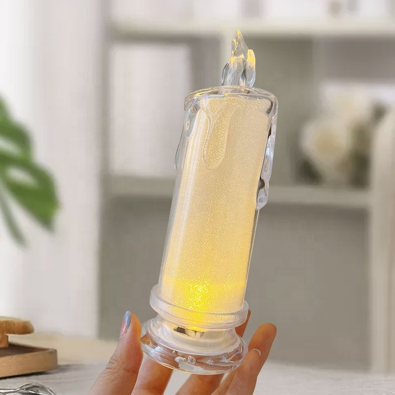 Clear Plastic Flameless Led Tea Light Candles Drip Tears Led Tea Light Candles With Batteries Flickering Votive Candles