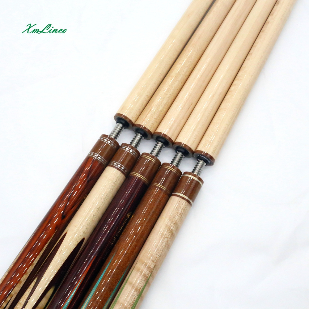 Xmlinco 1/2 split cues curly cocobolo ebony handmade inlay carom korea butter fly pool cues