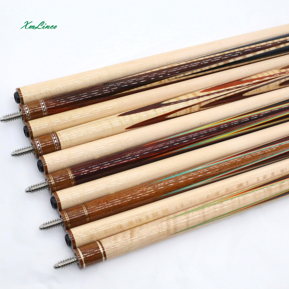 Xmlinco 1/2 split cues curly cocobolo ebony handmade inlay carom korea butter fly pool cues