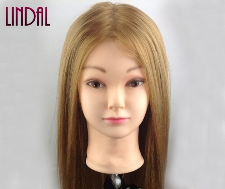 LINDAL natural hair hairdressing hairstyle dummy human hair training head maniquies women face barber real hair mannequin