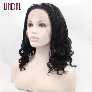 LINDAL synthetic bob braids wig weave lace front short african style synthetic heat resistant fiber braided wig