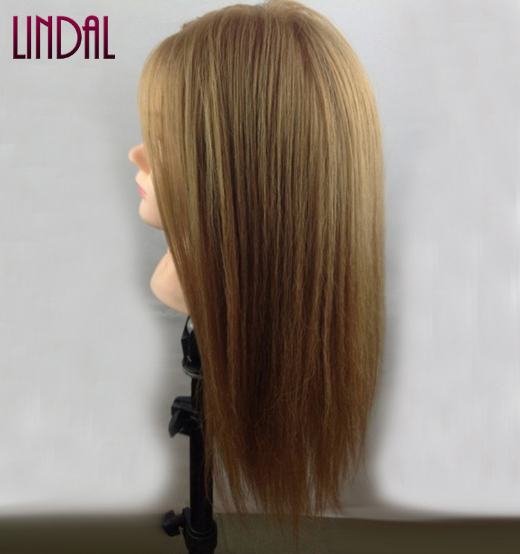 LINDAL natural hair hairdressing hairstyle dummy human hair training head maniquies women face barber real hair mannequin