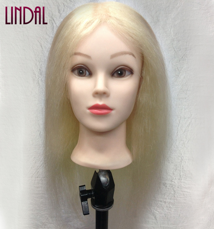 LINDAL doll cosmetology female manican hairstyle dummy training maniquies women face human real hair barber mannequin