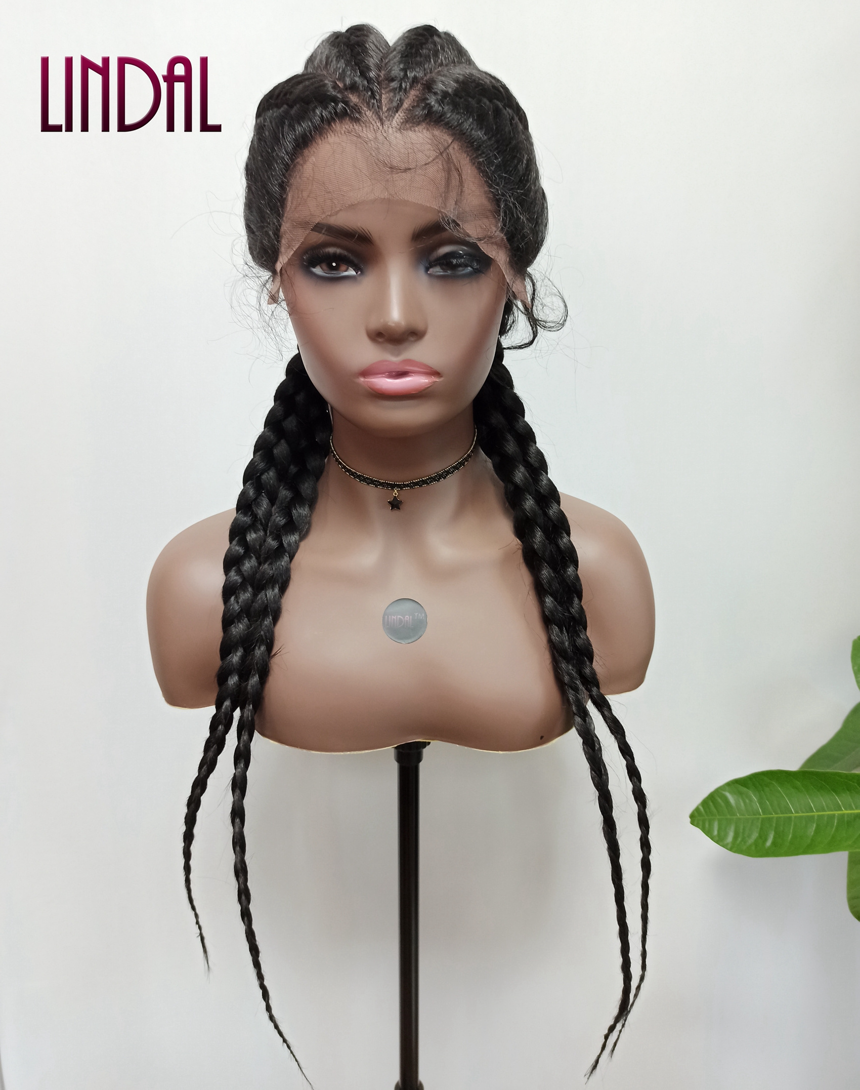 LINDAL hot selling african american synthetic braided lace wig fulani cornrow braids lace front wigs japanese fiber wig