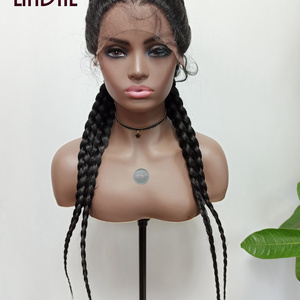 LINDAL hot selling african american synthetic braided lace wig fulani cornrow braids lace front wigs japanese fiber wig