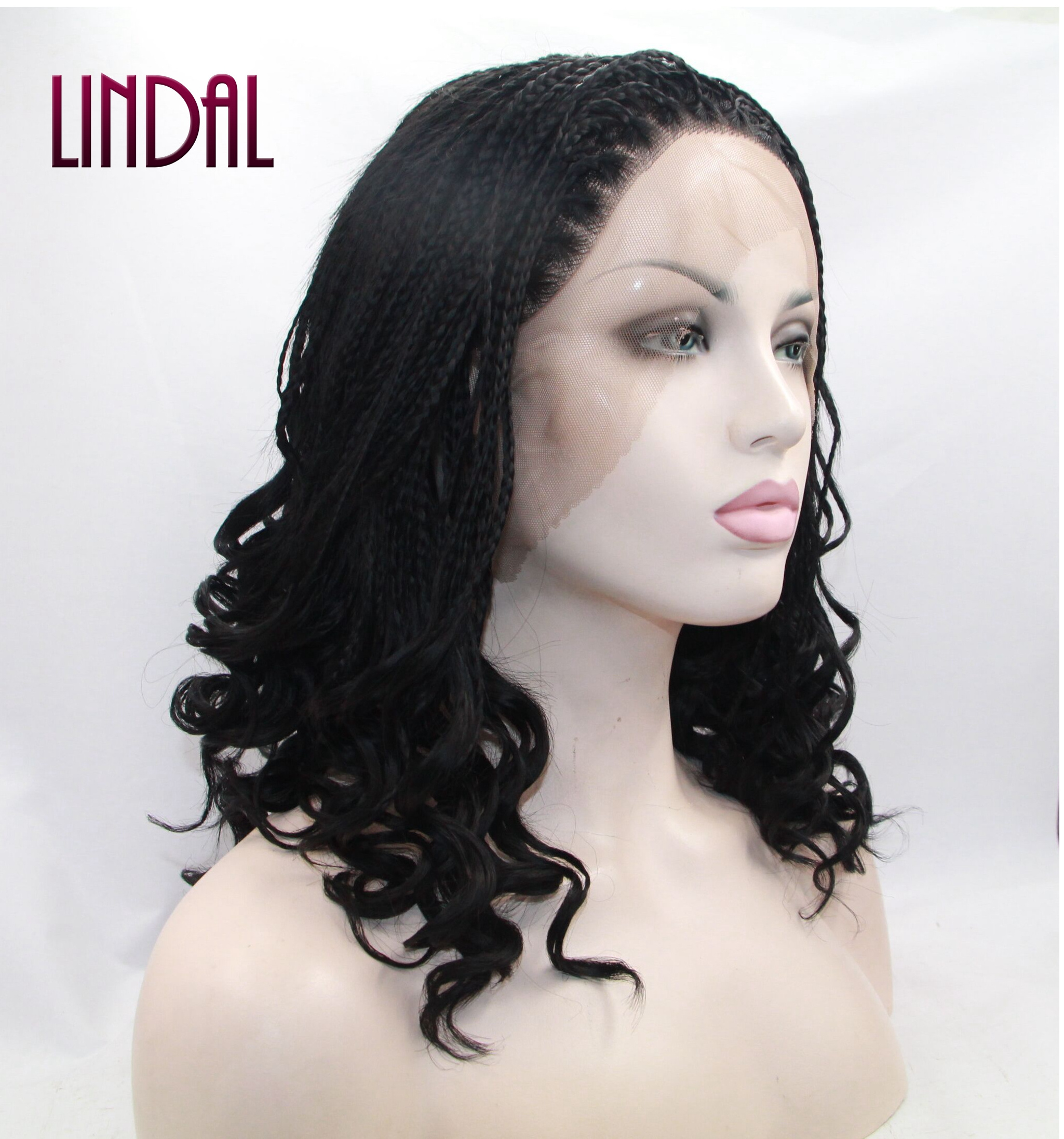 LINDAL synthetic bob braids wig weave lace front short african style synthetic heat resistant fiber braided wig