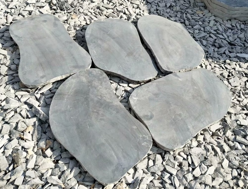 Blue Limestone Flagstone Good Quality Honed Finish For Outdoor Garden Stepping Stone Random Shape