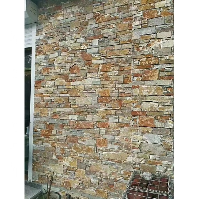 Natural Rusty Slate Quartzite Stone Veneer Exterior Wall Cladding Panels Cultural Stone Cement Back Slate Veneer