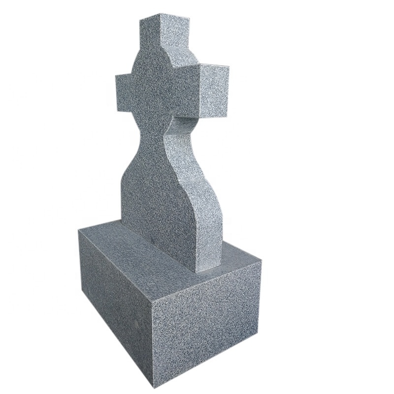 Modern European Style High Polished Granite Carved Headstone Tombstone Sculpture Gravestone for Outdoor Cemetery Use