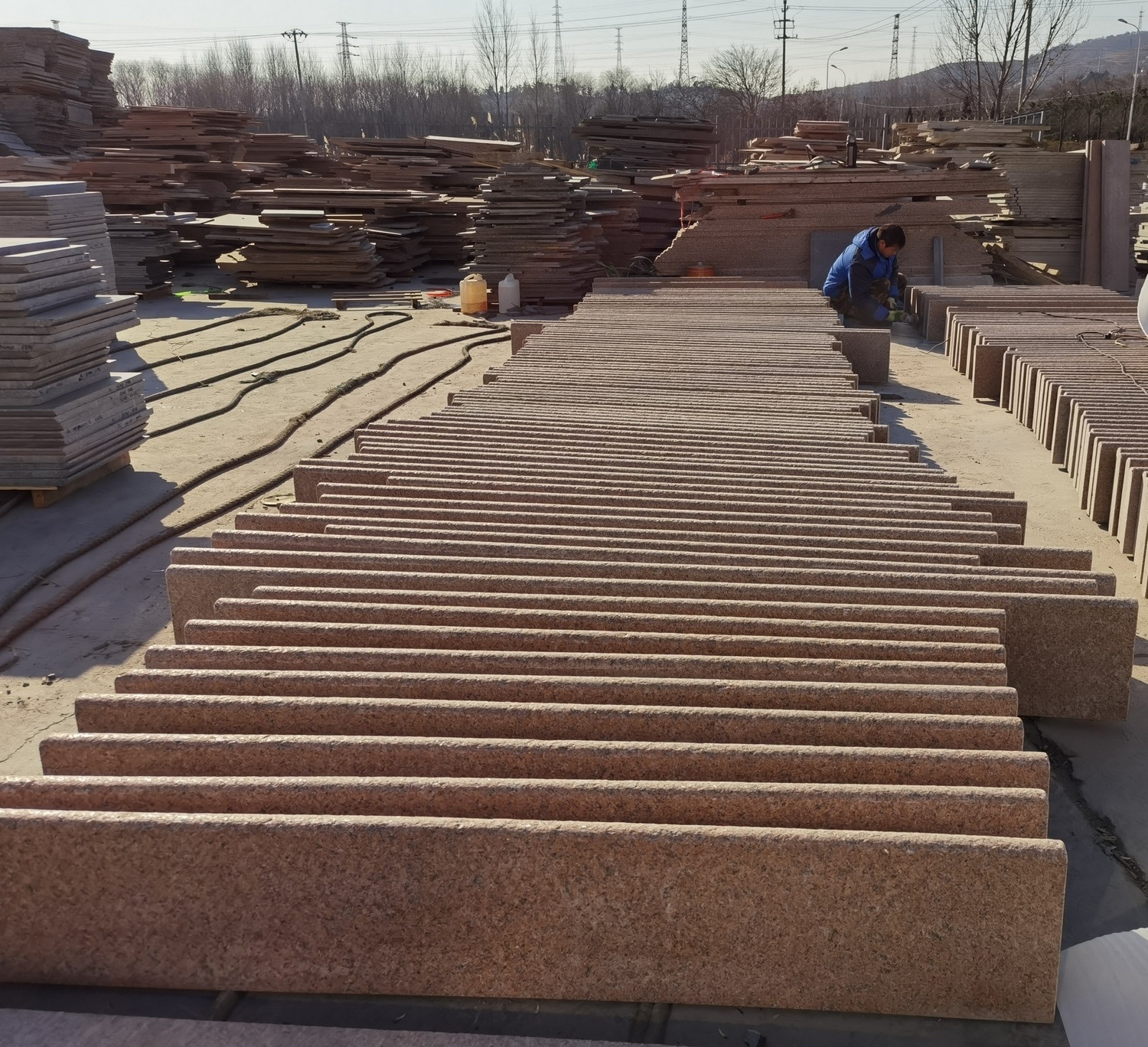 Chinese flamed  Red Granite G386 bullnose swimming pool coping