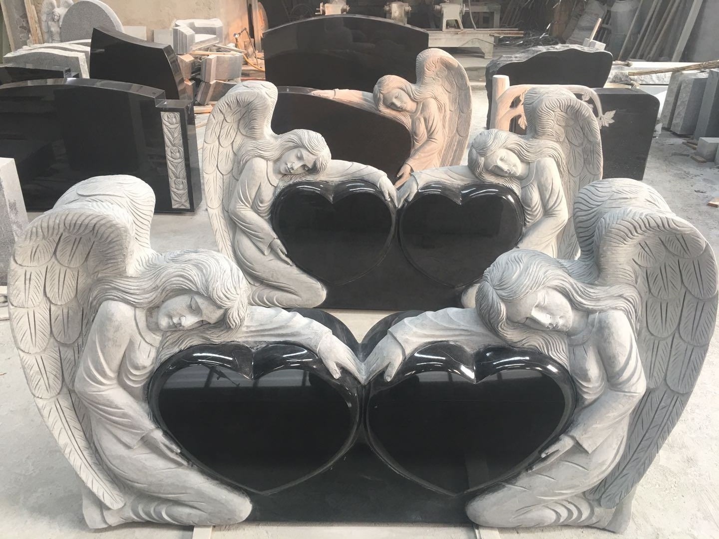 Cemetery Monuments and Cremation Guardian Angel Heart Headstones Granite and Marble Tombstones Gravestones for Memorial Graves