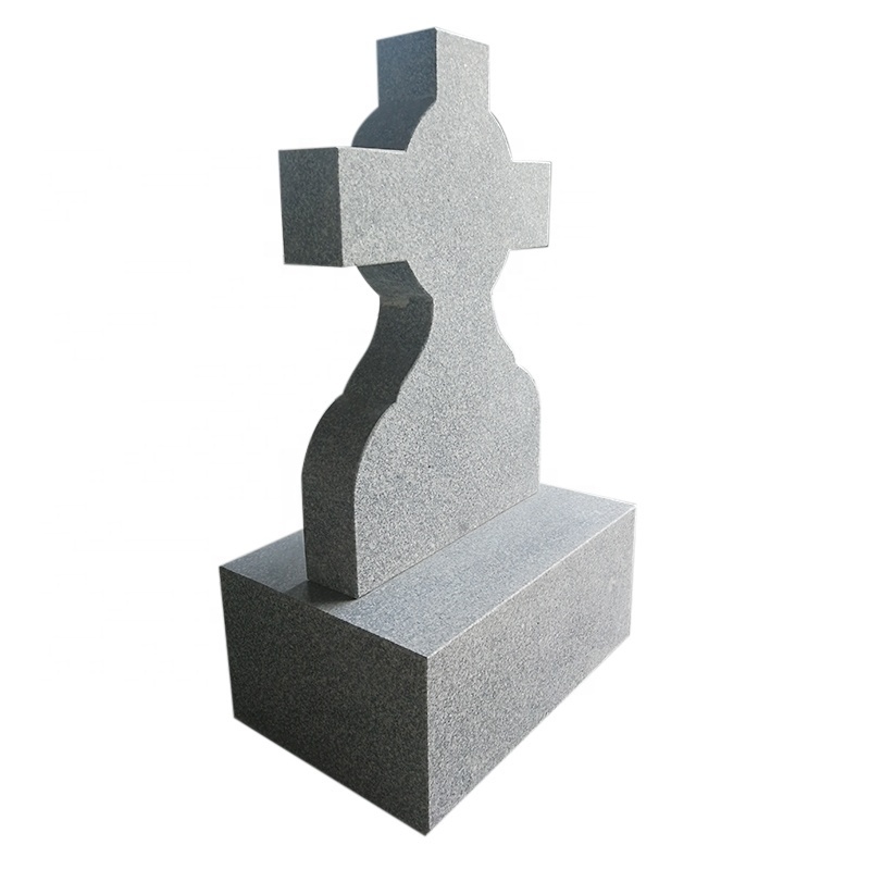 Modern European Style High Polished Granite Carved Headstone Tombstone Sculpture Gravestone for Outdoor Cemetery Use