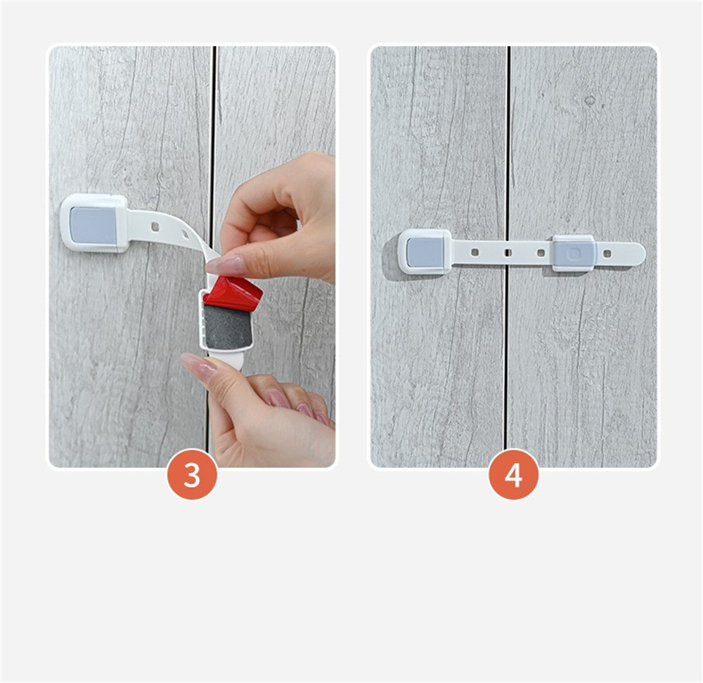 Baby Proofing Cabinet Strap Locks ,Kids Proof Kit,Child Safety Drawer Cupboard Oven Refrigerator Adhesive Locks