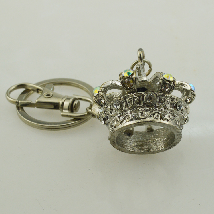 Custom 3D Crown Metal Keychain with Rhinestone Crown Keyring