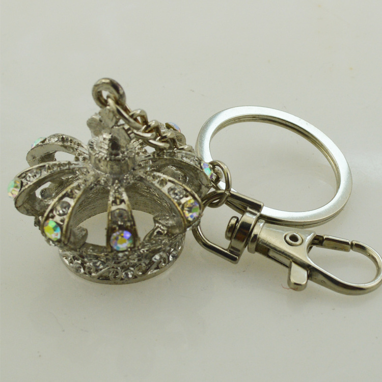 Custom 3D Crown Metal Keychain with Rhinestone Crown Keyring