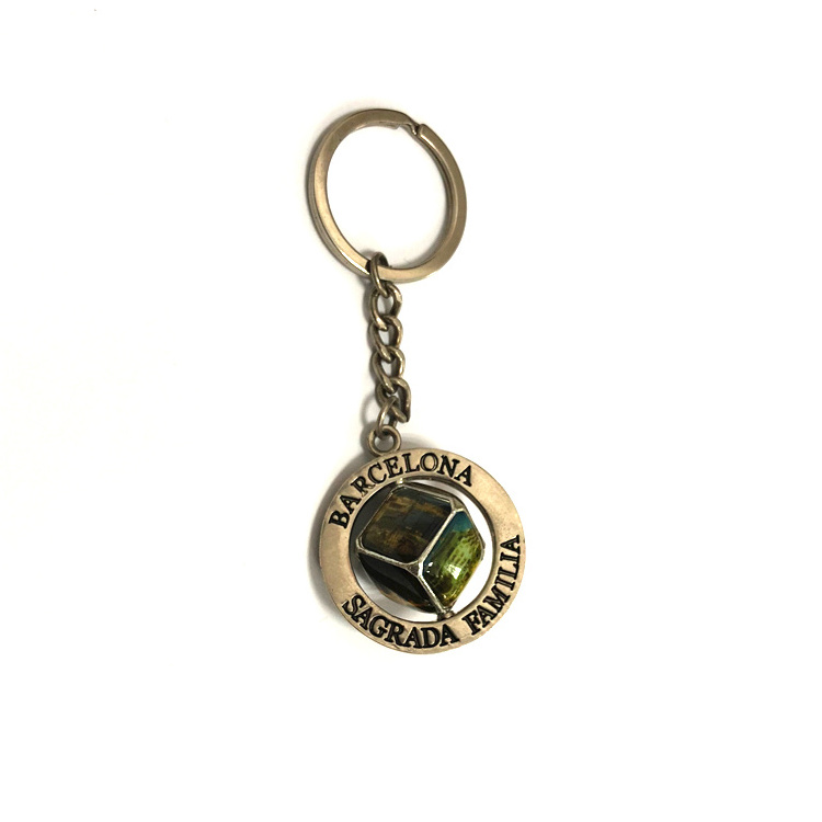 Barcelona Sagrada Familia Dice Spinning Key Chain Rotating Spinner Keychain