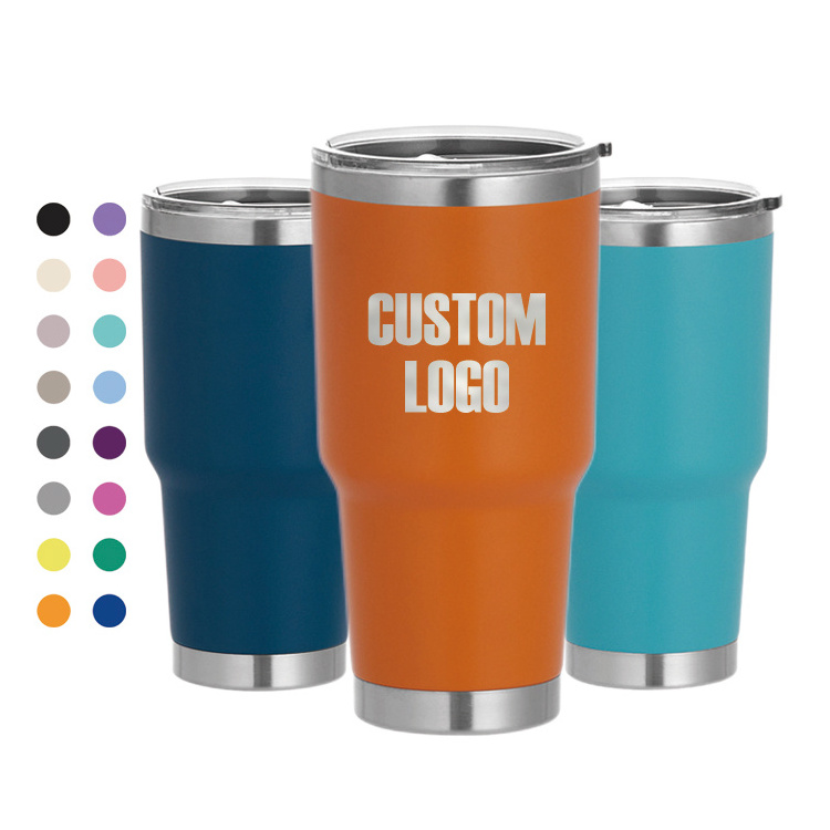 30 oz Tumbler Stainless Steel Insulated Coffee Travel Mug with 2 Lids 2 Straws Pipe Brush Handle