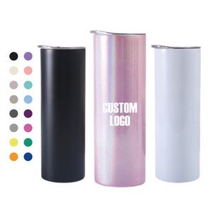 US Warehouse Sublimation Holographic 20 oz 30 oz Cups Double Wall Stainless Steel Skinny Straight Blanks Sublimation Tumblers