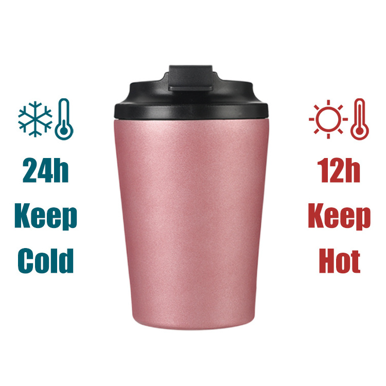 12oz 380ml Travel Mug Insulated Reusable Stainless Steel Eco-Friendly with Lid for Hot & Cold Drinks Tumbler Black Coffee Cups