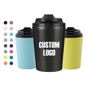 12oz 380ml Travel Mug Insulated Reusable Stainless Steel Eco-Friendly with Lid for Hot & Cold Drinks Tumbler Black Coffee Cups