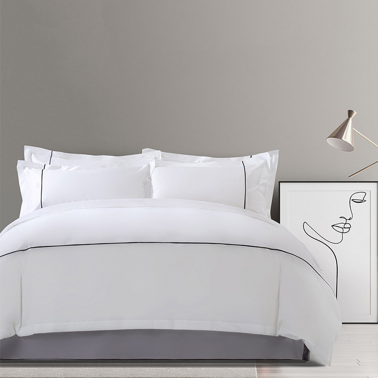 LINENPRO Hotel Bedding Set 100 Cotton Satin Wholesale Luxury Hotel Textile White 4 Pcs Duvet Cover With Pillow Covers For Hotel