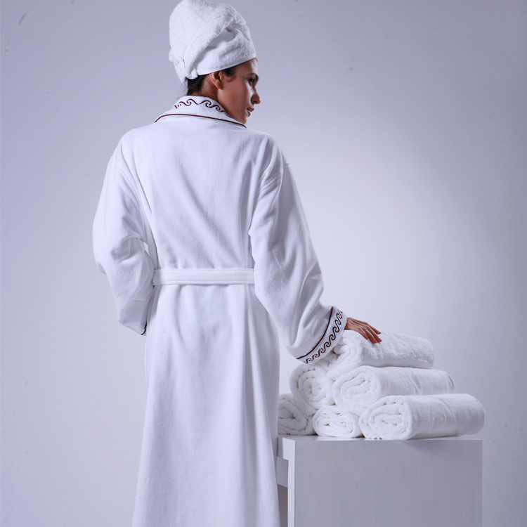 New Designed 100% Cotton Velour White Soft Designer Bathrobes Hotel Bathrobe