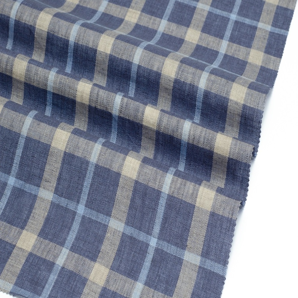 #8591 New arrivals woven textile yarn dyed fabric organic plaid stripe 100% linen fabric for linen shirts cloth dress