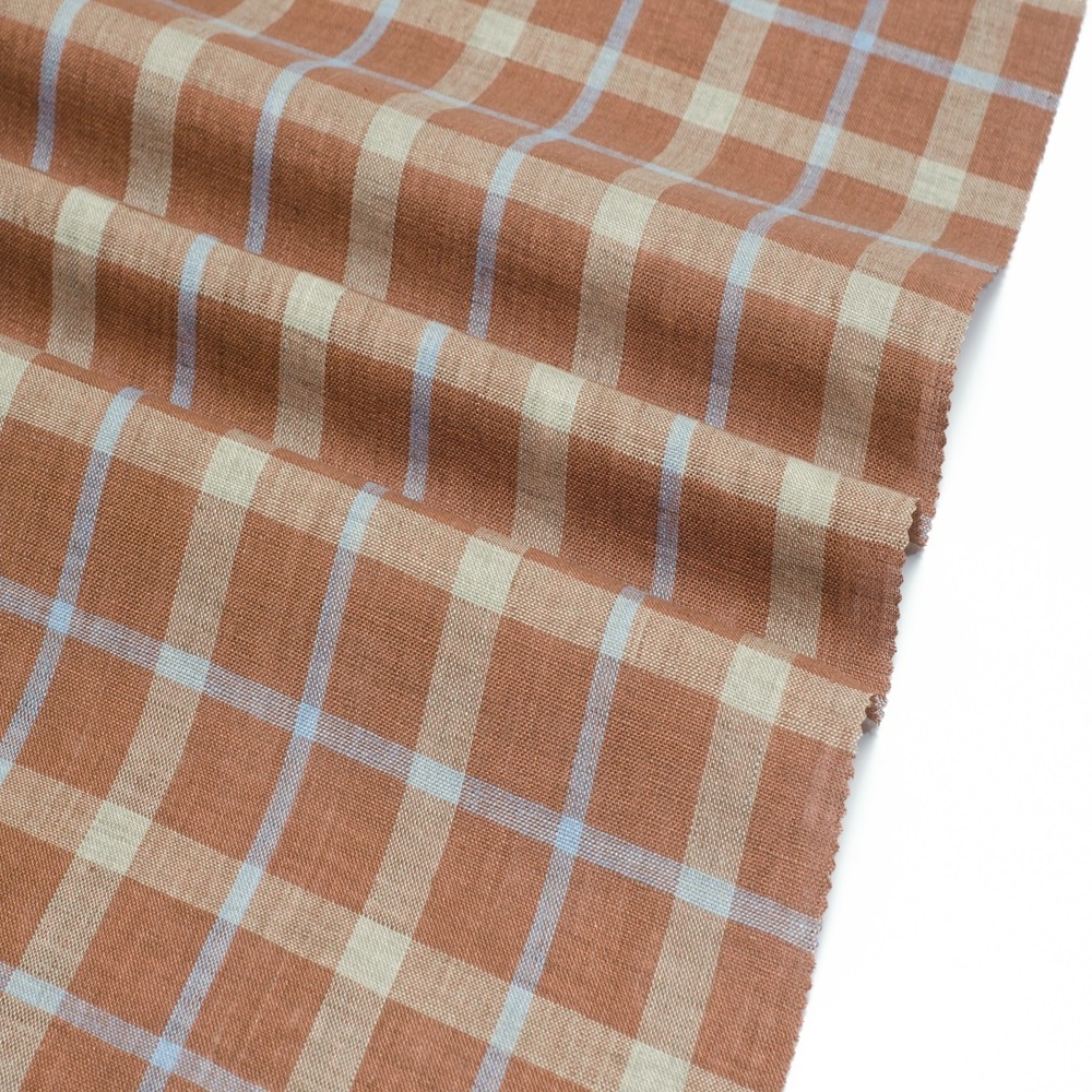 #8591 New arrivals woven textile yarn dyed fabric organic plaid stripe 100% linen fabric for linen shirts cloth dress