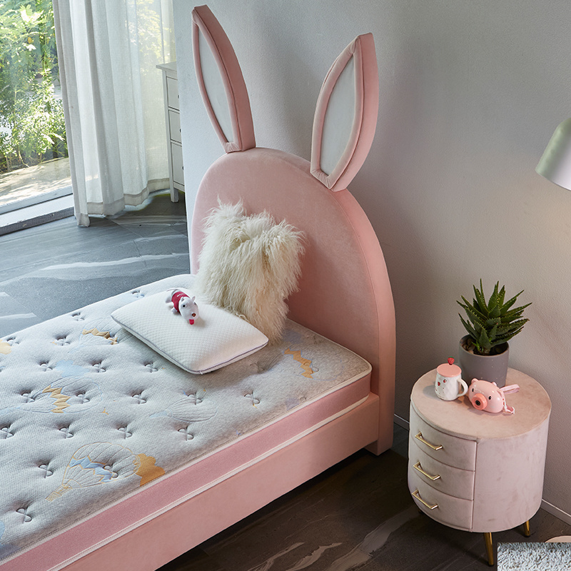 Comfortable growth pink kids bed for girl single beds children bedroom rabbit furniture cama infantil