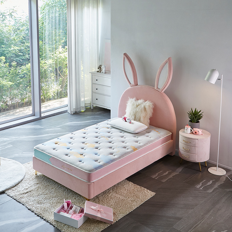 Comfortable growth pink kids bed for girl single beds children bedroom rabbit furniture cama infantil