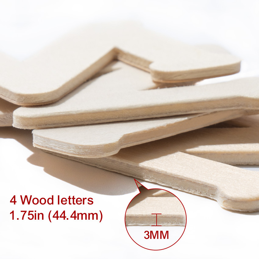 OEM ODM Diy Wood letters Crafts 4PCS 1.75 Inches Laser Cut Wooden 26 English Alphabet Letters Wall Decorations For Home