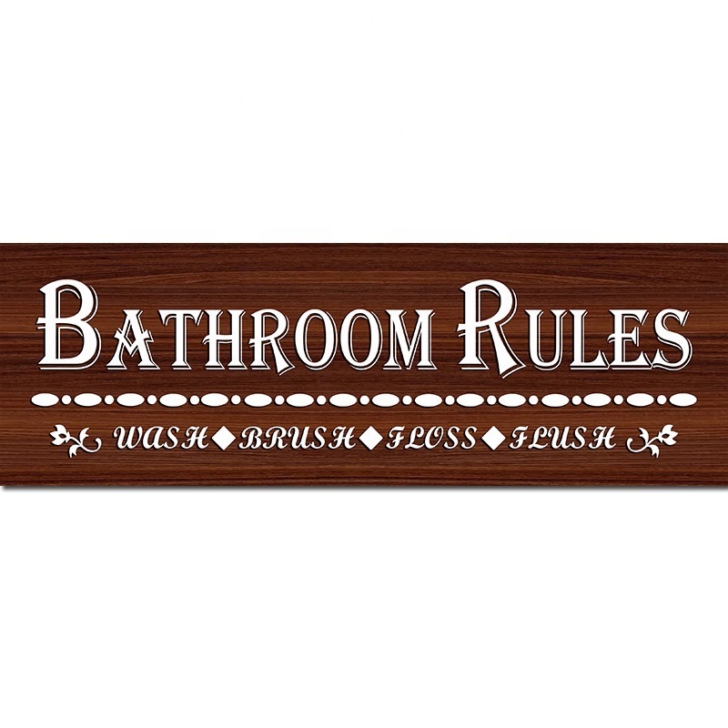 custom factory cheap christmas bathroom set, anka tiles bathroom set,  bathroom rules wooden wall decor sign