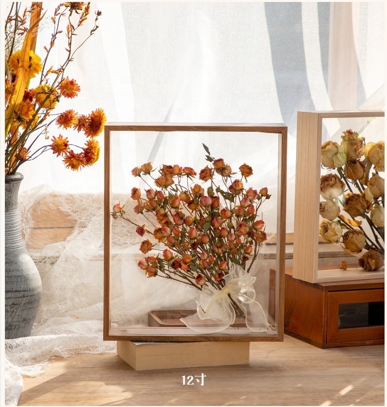 vintage 3D shadow-box-frames 12*12 for  inset specimen wholesale, rustic shadow box frames with plexiglass for dries flower disp