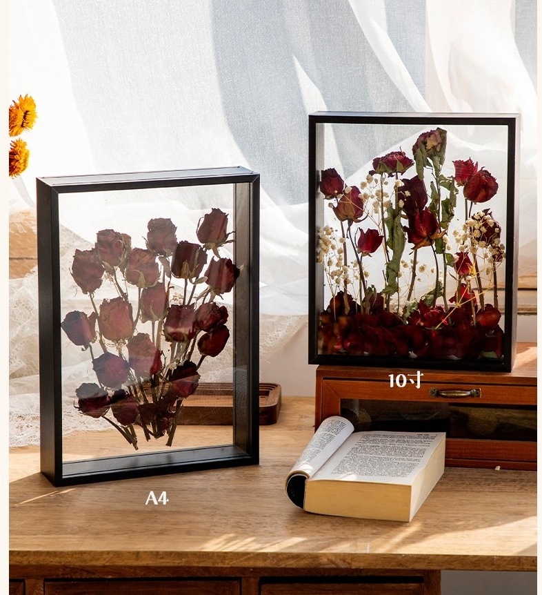 vintage 3D shadow-box-frames 12*12 for  inset specimen wholesale, rustic shadow box frames with plexiglass for dries flower disp