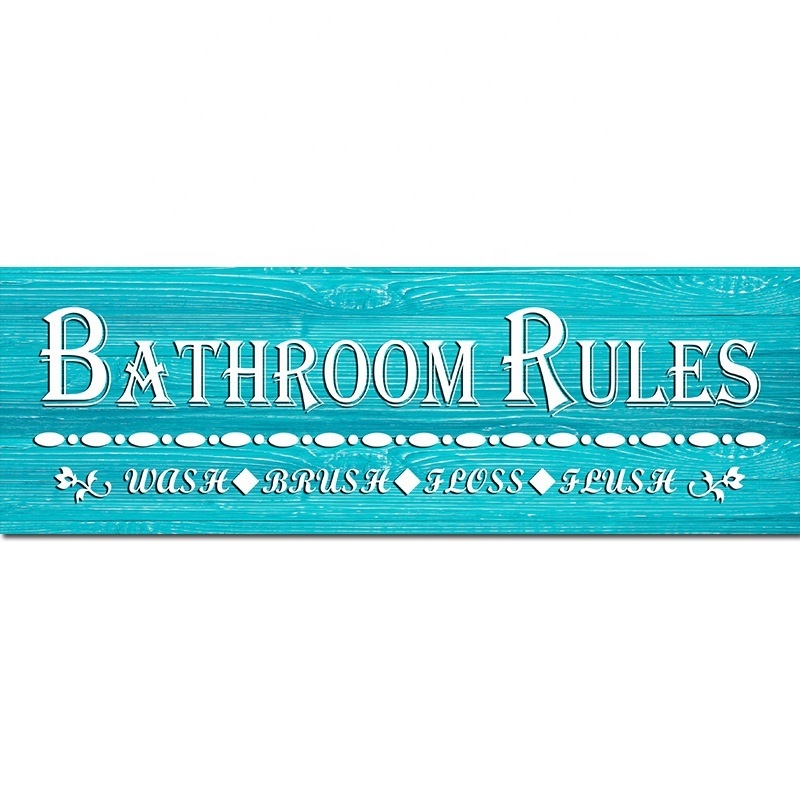 custom factory cheap christmas bathroom set, anka tiles bathroom set,  bathroom rules wooden wall decor sign