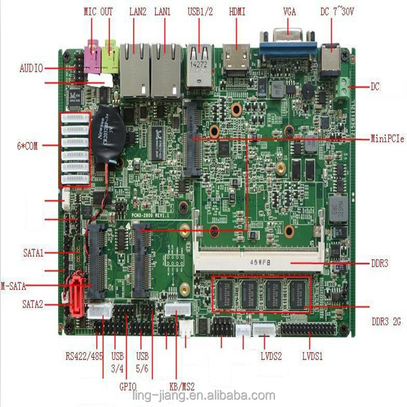 6xUSB 6xCOM RS485 RS232 Fully Tested Working Perfect Intel Atom CPU Fanless Mainboard Industrial Motherboard