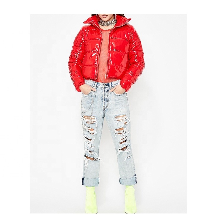 2023 Custom puffer jacket women winter Long Sleeve Red down jacket woman Puffer Jacket