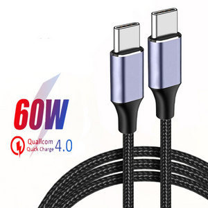 1m 2m 3m for Cell Mobile Phone nylon braid Aluminum 60W 3A cabo tipo c usb-C to type-C fast charging cord usb data charger cable